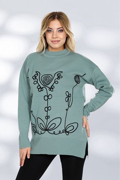 NEWCO Comfortable Fit Stylish Patterned Knitwear Long Sweater Modern and Elegant Appearance
