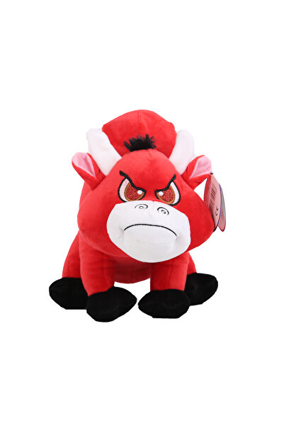 OEM Jucarie de plus, Taurul furios, rosu cu negru, inaltime 16 cm