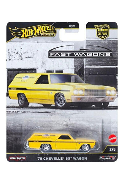 HOT WHEELS Premium Fast Wagons - '70 Chevelle SS Wagon Vehicle - Sarı (1/64)