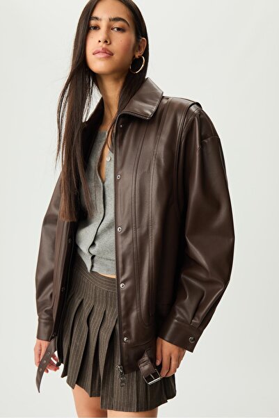 Stradivarius Oversize Suni Deri Ceket