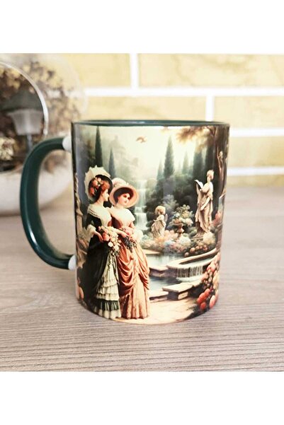 Mugs and love Vintage baskı porselen kupa
