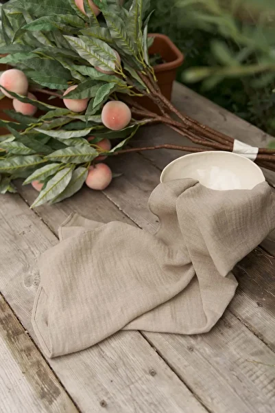 BOHEMAİ Violet Khaki Linen Scarf