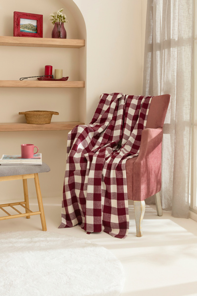 Karaca Home Flannel Throw Tv Blanket Cherry