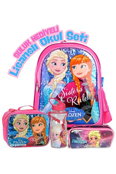 Disney Frozen Elsa Anna Lisanslı Okul Seti – 4'lü Kombin (Sırt Çantası, Suluk...