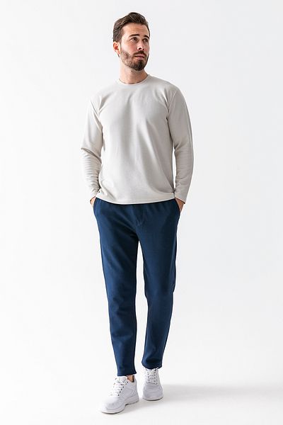 JB John Borners Men's Elastic Waist Pocket Detailed Jogger Trousers Navy Blue - 8079