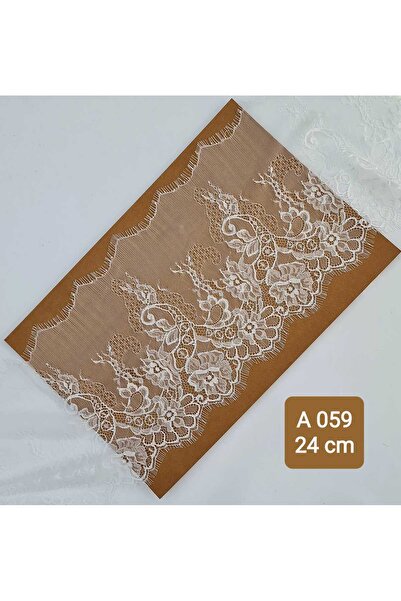 KARAASLAN A059 SAKALLI DANTEL ARA-KENAR-UÇ KİRPİKLİ ŞERİT BEYAZ 24 Cm X 3 Mt.