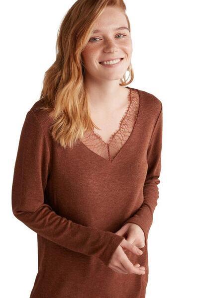 Penyemood Γυναικείο καφέ Comfort Mood Σετ πιτζάμες