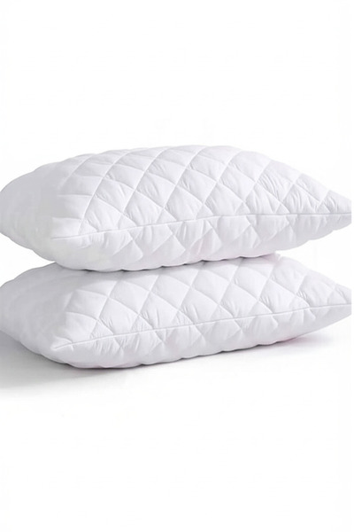 HRN Textile 2-Piece Quilted Microfiber Zippered Pillow Protector Mattress Cover - Breathable & Liquid Proof (50X70 cm)