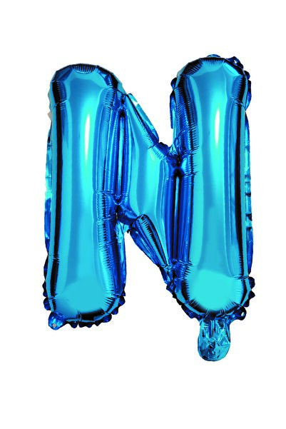 SDX Market Balon folie metalizată albastră, Mirific Party, litera N, 80 cm