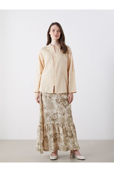 LC Waikiki New Season Peep Collar Floral Embroidered Women's Shirt