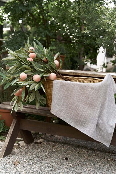 BOHEMAİ Eșarfă de in afumat cu detaliu linie peoni