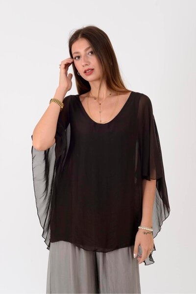 Park Moda 66014 Silk Bluz with Gupture Detail on the Back