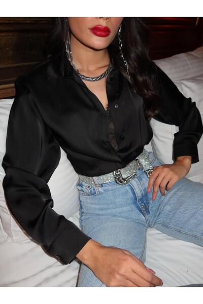 Haticepalas Black Satin Blouse