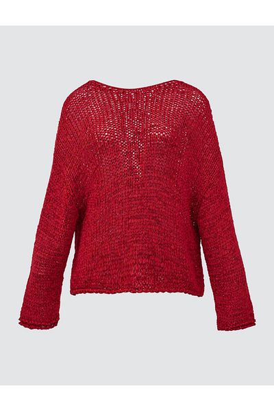 Jimmy Key Red Boat Neck Off Shoulder Knitwear Sweater