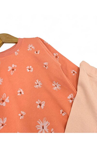 Egelite Girls Seasonal 2-3-4-5-6-7-8-9-10 Years Old Ribbed Leggings Floral Printed Tracksuit Set