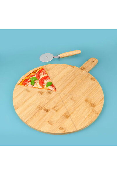 Alpina Pizza Serving Board and Knife - Light Brown - 34 cm
