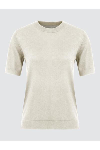 Jimmy Key Ecru Round Neck Short Sleeve Knitwear Sweater