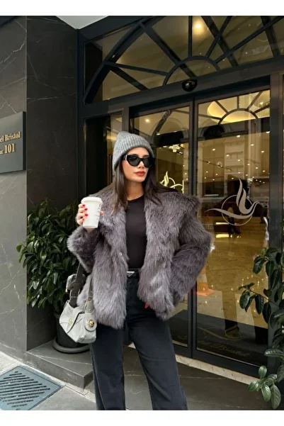 DONNA LISSA Women's Oversize Snap Fastener Premium Faux Lolita Fur