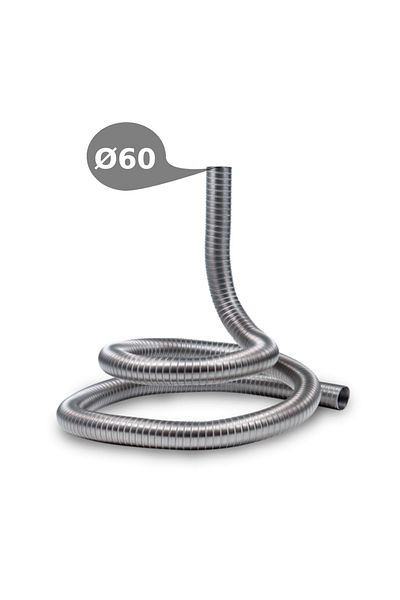 PAA-auto Flexible gas exhaust pipe, 2 layers, stainless steel, inner Ø 60mm, car heaters, generators, ovens