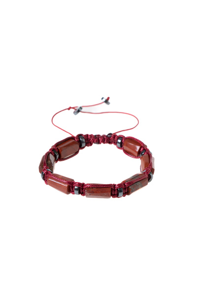 Deniz Doğal Taş Certified Red Jasper Natural Stone Macrame Bracelet