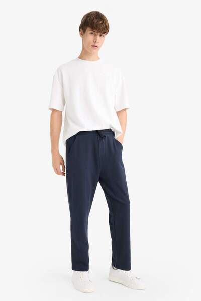 DeFacto New Season Regular Fit Basic Plain Waist Lace-Up Straight Leg Sweatpants with Pockets