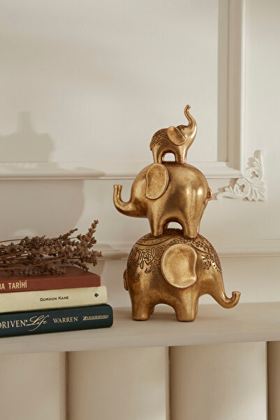 Karaca Home Elephant Biblo Gold 18X10,5X30,3 CM
