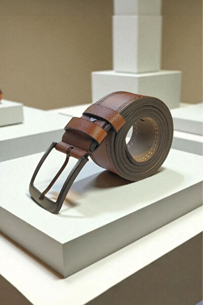 PAPATAY 5177 - 4 cm Double Stitched Faux Leather Brown Men's Belt