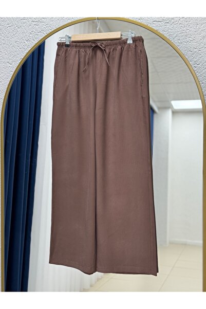 BENAHOLL Lismora Diagonal Cupra Geniş Pantolon-Çİ534.8 Kahve