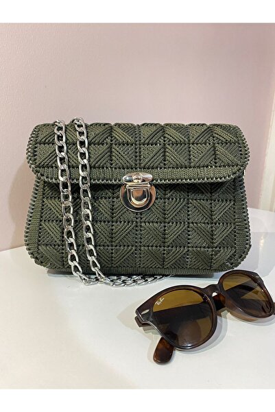 Ucuz Parçacım El Örgüsü Kanvas Çanta – Zincir Askılı, El Yapımı Omuz Çantası