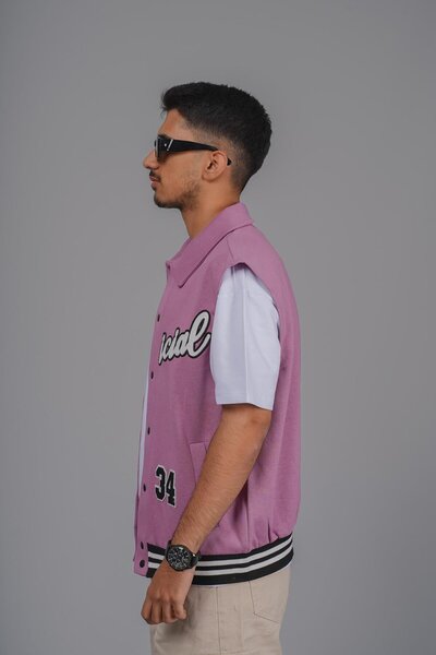 king brich Written College Vest with Snap Front