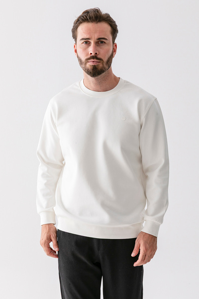 JB John Borners Ανδρικό φούτερ με στάμπα με διασταύρωση με λαιμόκοψη λευκό - 25K 1218