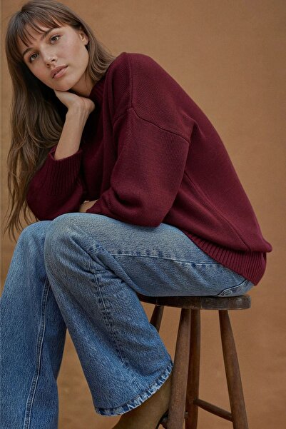 Hiccup Thick Crew Neck Long Hip Covering Sweater
