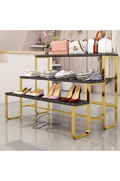 Elinoxa 720-0360 Mağaza Masası, Metal Tabanlı, Mağaza Vitrin Standı Ürün Standı Reyon 60x74x90