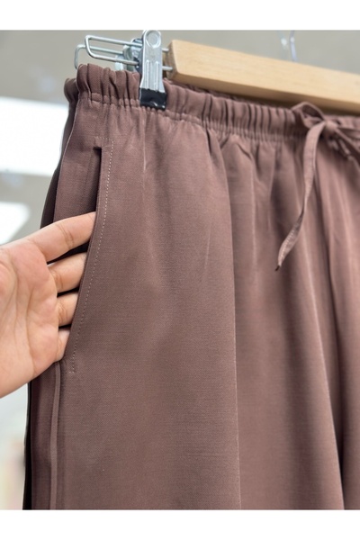 BENAHOLL Lismora Diagonal Cupra Geniş Pantolon-Çİ534.8 Kahve