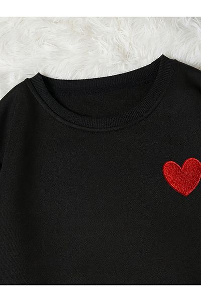 uyguntarz Unisex Red Heart Pattern Printed Oversize Sweatshirt