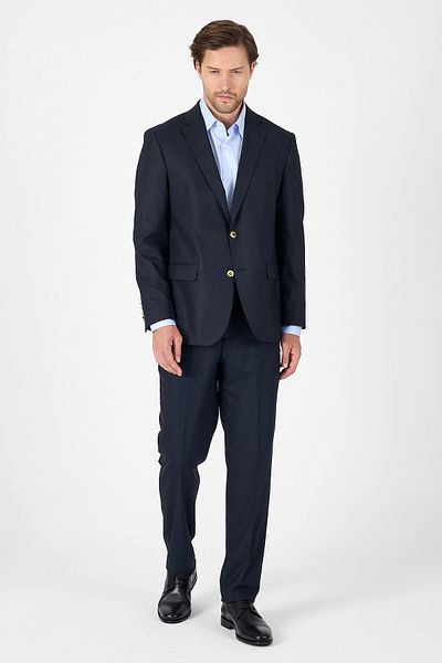 İmza Navy Blue Plain Gabardine Mono Collar 2 Buttons 4 Drop Comfort Fit Basic Jacket 1002250005_206