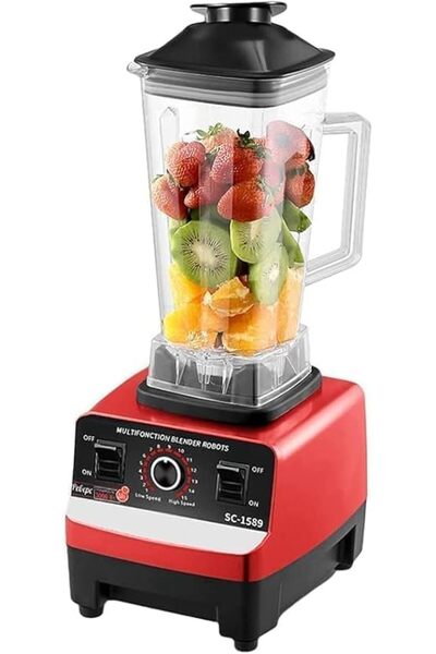 Shopi Silver Crest Professional Blender, 2-Speed Commercial Mixer, Heavy Duty Smoothie and Ice Crusher, Re