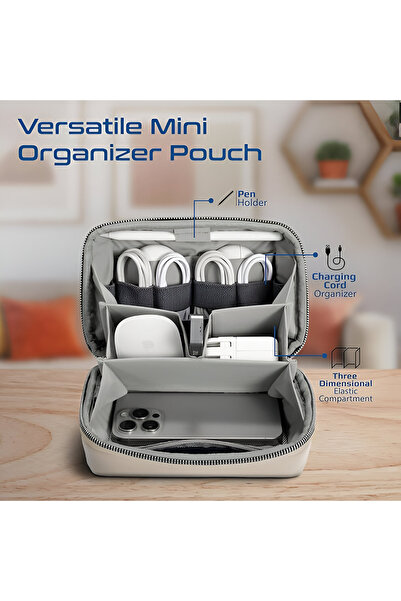 Promate Mens Velvena Tech Organizer Pouch, Beige, Formal