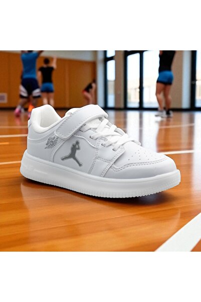 JOJO KIDS Unisex Children's Orthopedic Sole Skin Leather Sports Shoes, Basketball Shoes, Non-Slip Sole Velcro Sneaker