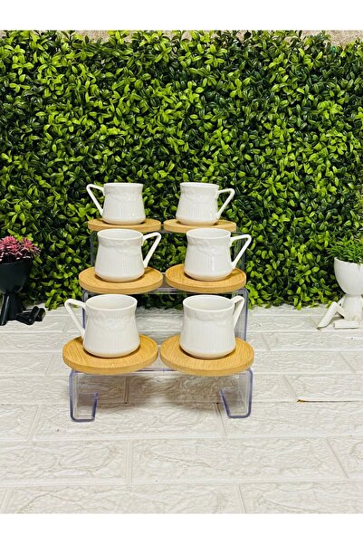 LİLA HOME Cup Set for 6 People with Bamboo Plate