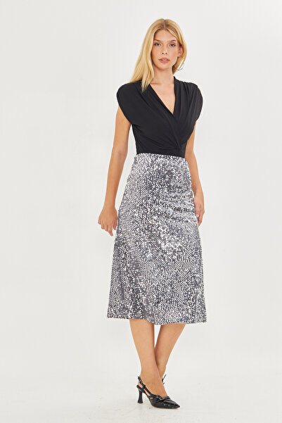 FARBE ER FASHION Jennifer Sequin Long Skirt