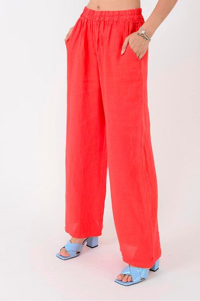 Park Moda 14300 Waist Elastic Tube Leg Linen Pants