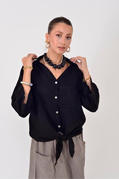 Park Moda 20-62 قميص كتان برباط أمامي من الخلف