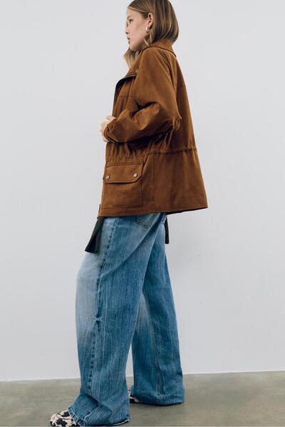Stradivarius Medium faux suede parka