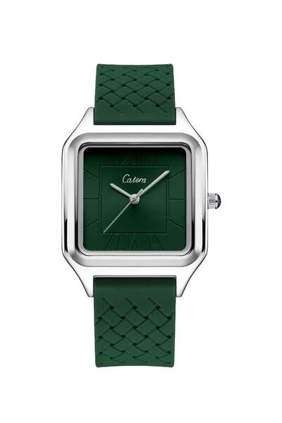 catera Men's watch, green rubber magnet, silver frame
