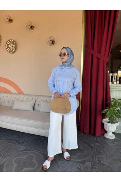 Orfeo Negro قميص بتفاصيل حجرية باللون الأزرق