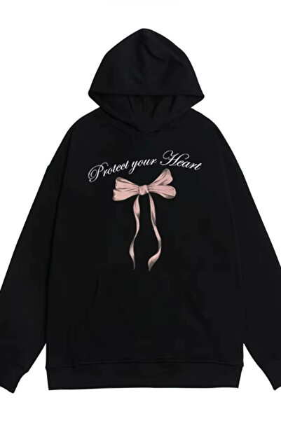 Harajuku Style Hanorac negru Y2K Harajuku cu panglică