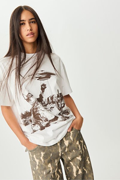 Stradivarius Oversize placement print shirt