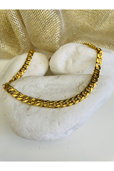 Casa D'or Jewelery Düz Gurme Zincir Kalın Kaliteli Gold Renk Rodyum Kaplama B...