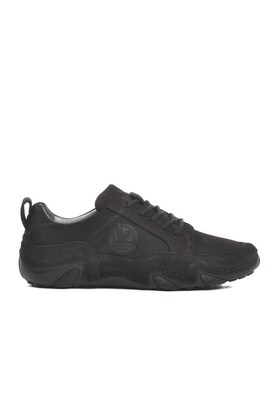 Aspor Black Nubuck Genuine Leather Men's Casual Shoes